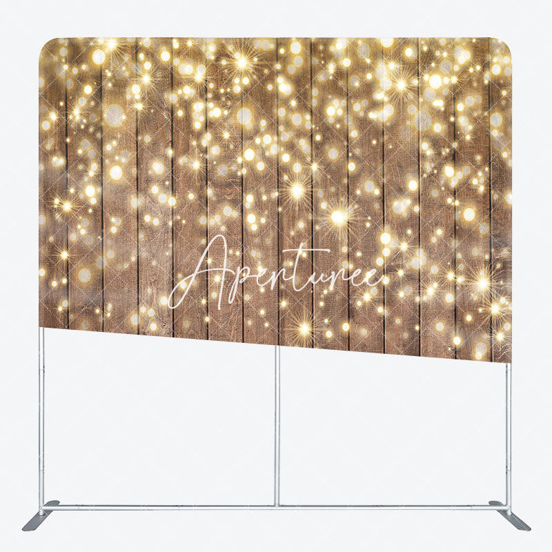 Aperturee - Aperturee Gold Glitter Wooden Bokeh Tension Fabric Backdrop