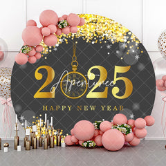 Aperturee - Aperturee Gold Grey 2025 Bokeh Round Happy New Year Backdrop