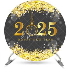 Aperturee - Aperturee Gold Grey 2025 Bokeh Round Happy New Year Backdrop