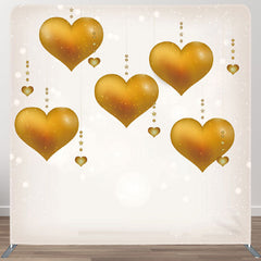 Aperturee - Aperturee Gold Heart Bokeh Beige Fabric Party Backdrop Cover