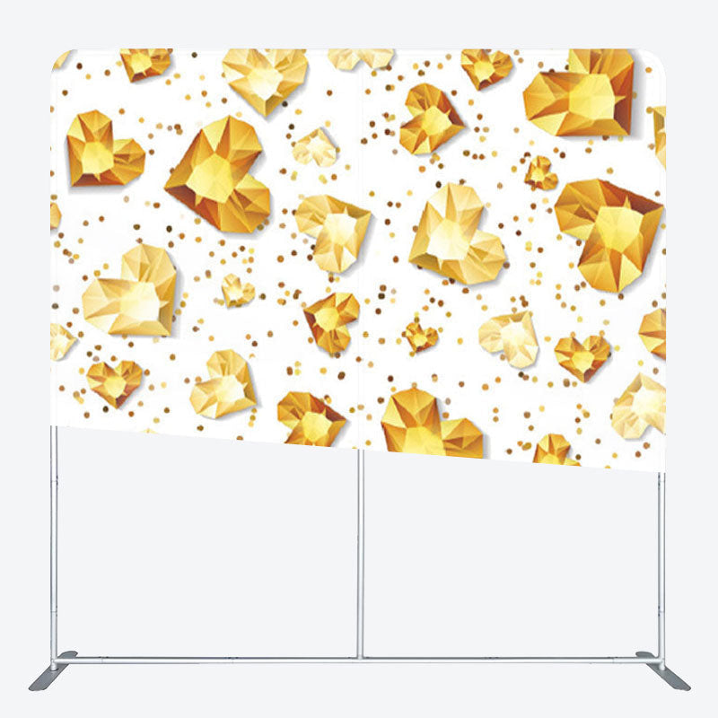 Aperturee - Aperturee Gold Heart Crystal Sparkling White Party Backdrop