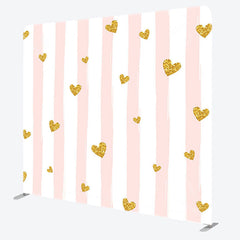 Aperturee - Aperturee Gold Heart Glitter Pink White Party Backdrop Cover