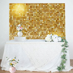 Aperturee - Aperturee Gold Heart Sequins Glitter Happy Birthday Backdrop