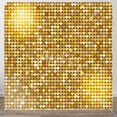 Aperturee - Aperturee Gold Hearts Sequins Glitter Square Tension Backdrop