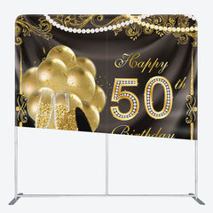 Aperturee - Aperturee Gold Heels Balloons Fabric Backdrop Cover for Birthday