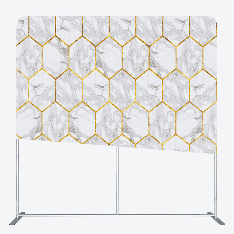 Aperturee - Aperturee Gold Hexagonal Marble Texture Backdrop For Decor