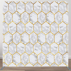 Aperturee - Aperturee Gold Hexagonal Marble Texture Backdrop For Decor