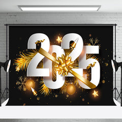 Aperturee - Aperturee Gold Leaves Ribbons Sparks 2025 New Year Backdrop