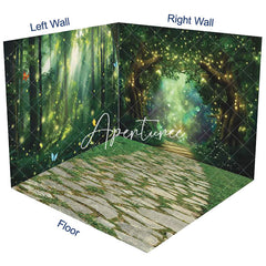 Aperturee - Aperturee Gold Light Glitter Green Forest Room Set Backdrop