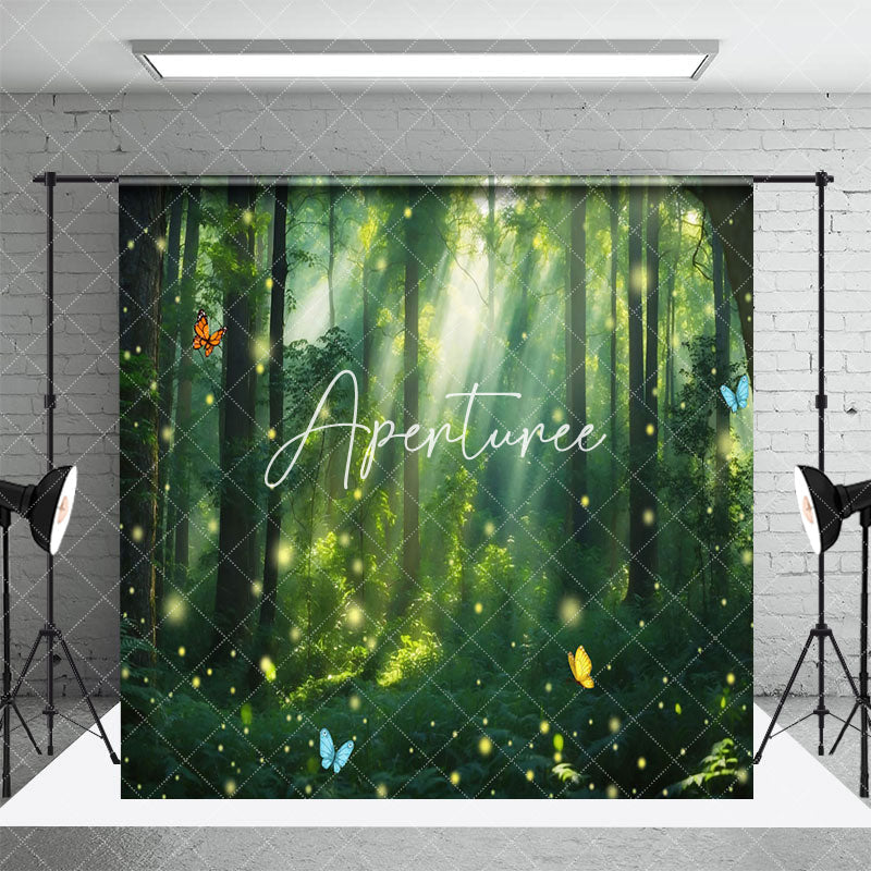 Aperturee - Aperturee Gold Light Glitter Green Forest Room Set Backdrop