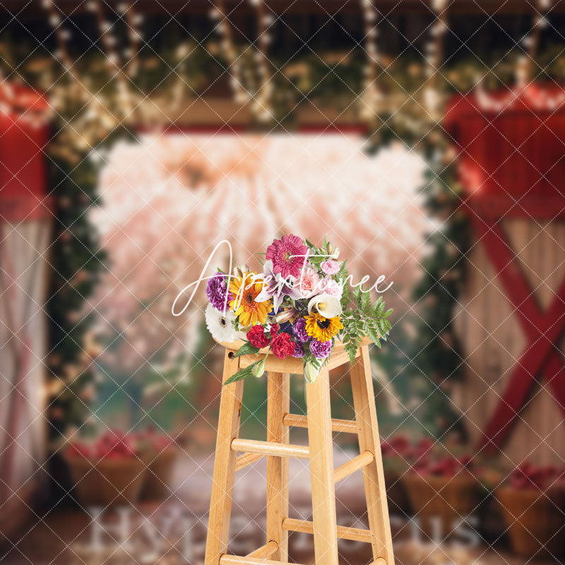 Aperturee - Aperturee Gold Light Sparkle Open Barn Door Christmas Backdrop