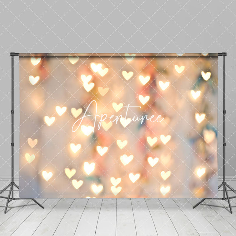 Aperturee - Aperturee Gold Love Light Bokeh Happy Valentines Day Backdrop