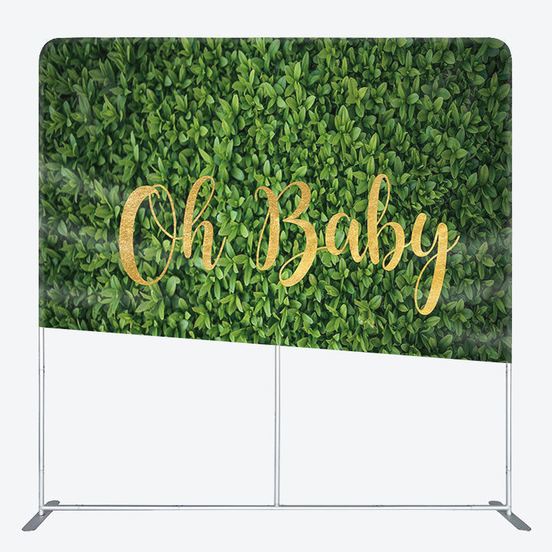 Aperturee - Aperturee Gold Oh Baby Fabric Backdrop Cover for Baby Shower