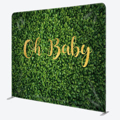 Aperturee - Aperturee Gold Oh Baby Fabric Backdrop Cover for Baby Shower