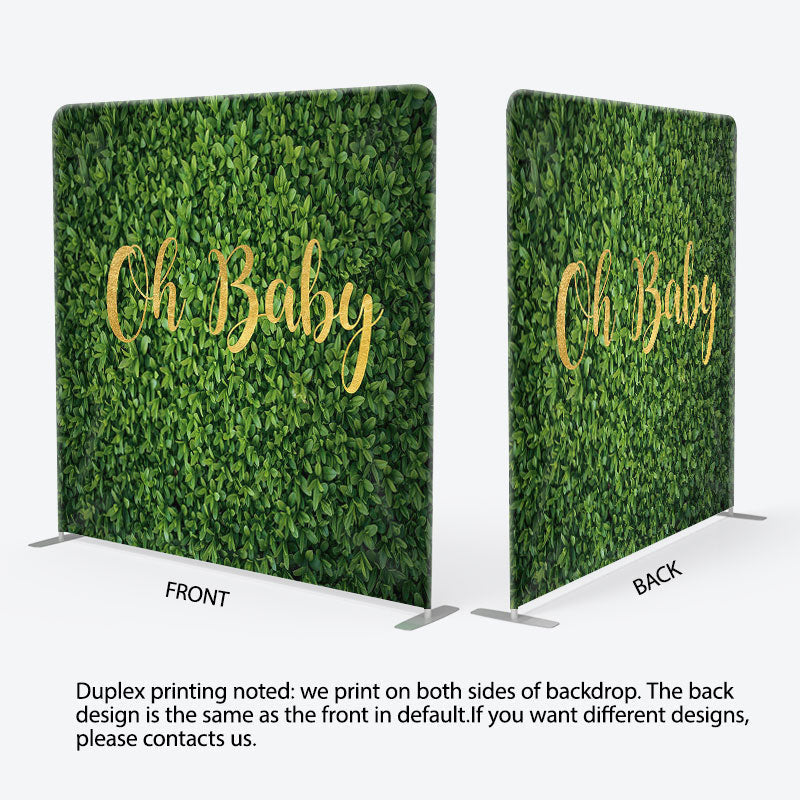 Aperturee - Aperturee Gold Oh Baby Fabric Backdrop Cover for Baby Shower