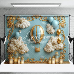 Aperturee - Aperturee Gold Pattern Candle Hot Air Ballon Photography Backdrop