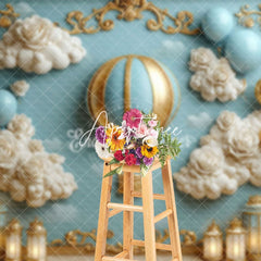 Aperturee - Aperturee Gold Pattern Candle Hot Air Ballon Photography Backdrop