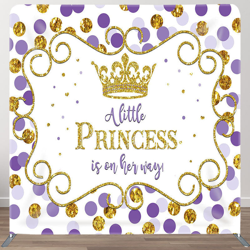 Aperturee - Aperturee Gold Purple Dot Fabric Backdrop Cover for Baby Shower