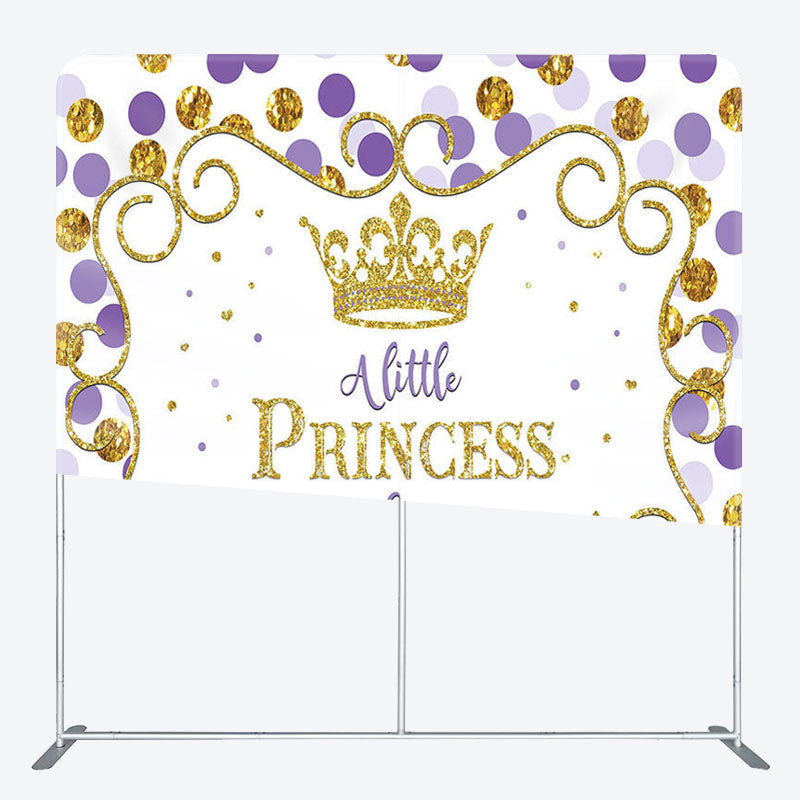 Aperturee - Aperturee Gold Purple Dot Fabric Backdrop Cover for Baby Shower