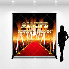 Aperturee - Aperturee Gold Red Carpet Custom Name Birthday Bash Backdrop