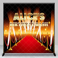 Aperturee - Aperturee Gold Red Carpet Custom Name Birthday Bash Backdrop