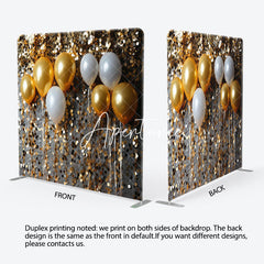 Aperturee - Aperturee Gold Sequin Balloons Holiday Pillow Case Backdrop