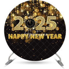 Aperturee - Aperturee Gold Sequins Clock New Year Night Party Round Backdrop