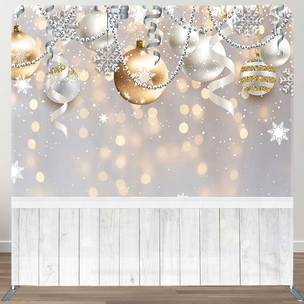 Aperturee - Aperturee Gold Silver Ball Snowflake Square Arch Fabric Backdrop