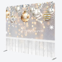 Aperturee - Aperturee Gold Silver Ball Snowflake Square Arch Fabric Backdrop