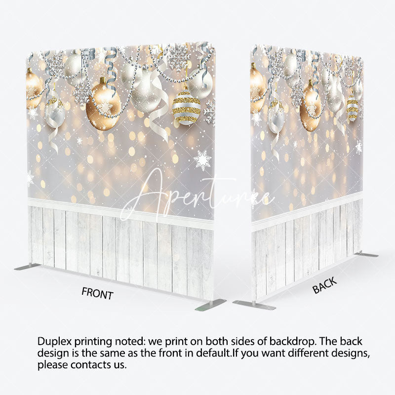 Aperturee - Aperturee Gold Silver Ball Snowflake Square Arch Fabric Backdrop