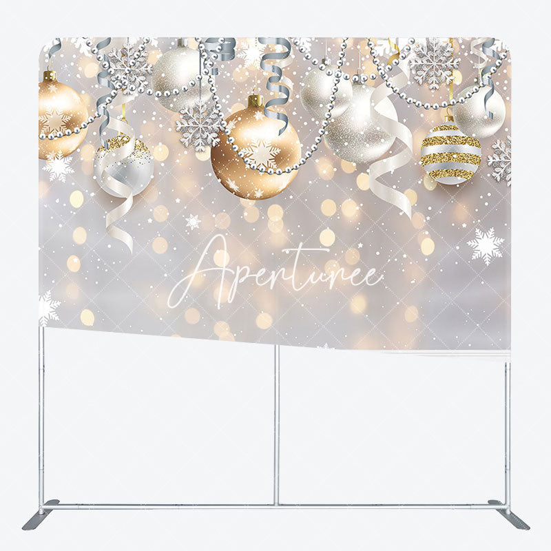 Aperturee - Aperturee Gold Silver Ball Snowflake Square Arch Fabric Backdrop