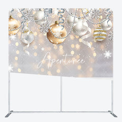 Aperturee - Aperturee Gold Silver Ball Snowflake Square Arch Fabric Backdrop