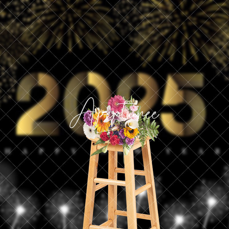 Aperturee - Aperturee Gold Silver Sparkle Night 2025 New Year Backdrop