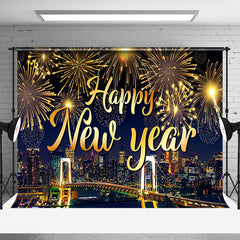 Aperturee - Aperturee Gold Sparke Bloom City Scene Happy New Year Backdrop