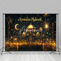 Aperturee - Aperturee Gold Sparkle Night Castle Ramadan Mubarak Backdrop