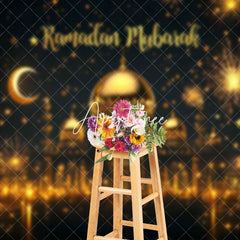 Aperturee - Aperturee Gold Sparkle Night Castle Ramadan Mubarak Backdrop