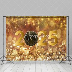 Aperturee - Aperturee Gold Sparkling Bokeh Clock 2025 New Year Backdrop