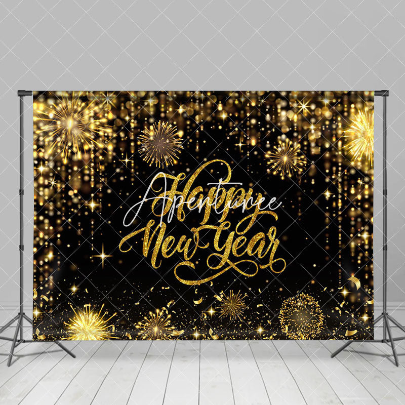 Aperturee - Aperturee Gold Sparkling Happy New Year Night Party Backdrop