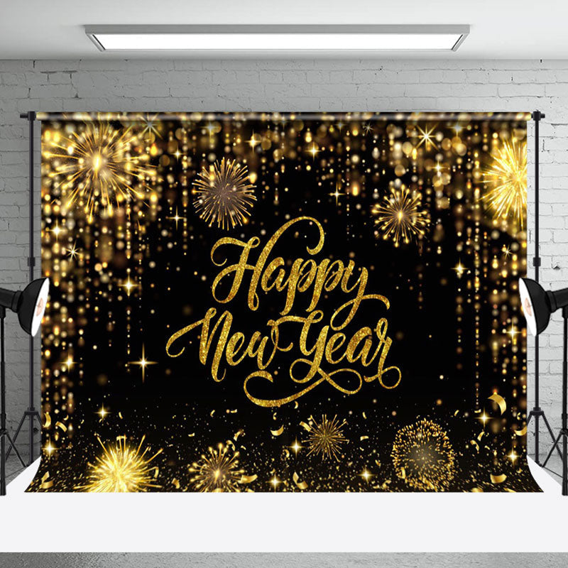 Aperturee - Aperturee Gold Sparkling Happy New Year Night Party Backdrop