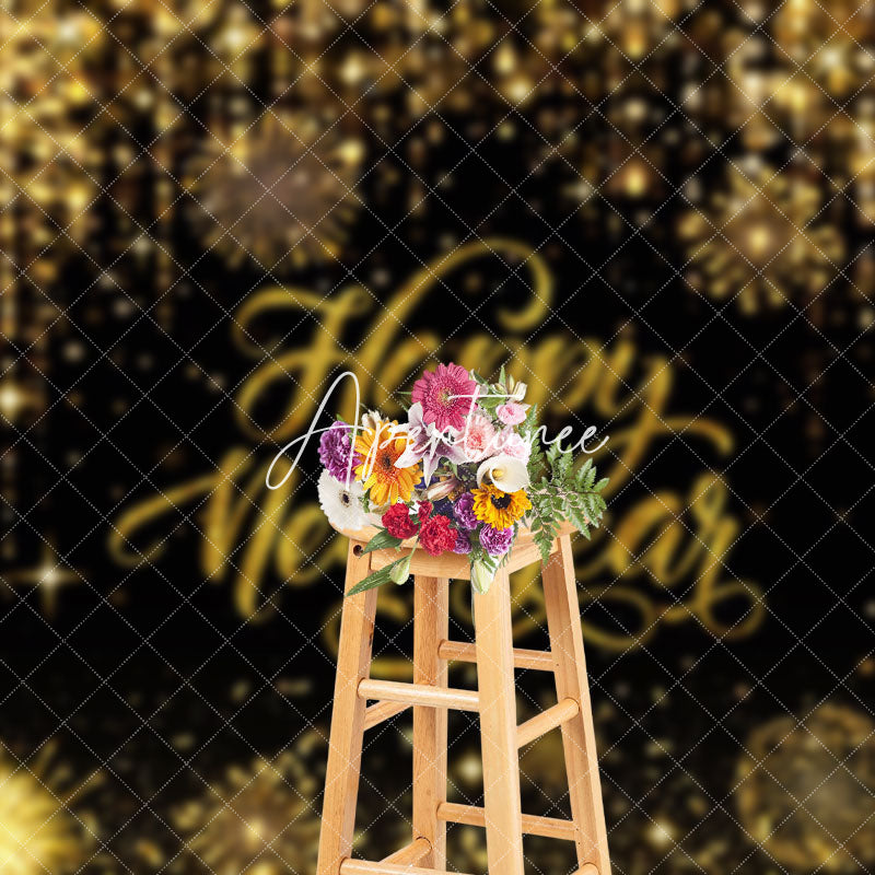 Aperturee - Aperturee Gold Sparkling Happy New Year Night Party Backdrop