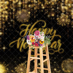 Aperturee - Aperturee Gold Sparkling Happy New Year Night Party Backdrop