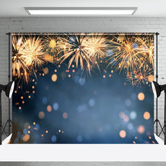 Aperturee - Aperturee Gold Sparks Bokeh Dots Blue Happy New Year Backdrop