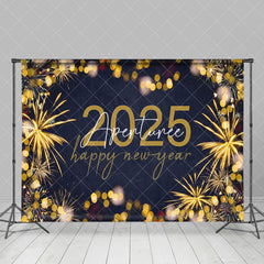 Aperturee - Aperturee Gold Sparks Bokeh Navy 2025 Happy New Year Backdrop