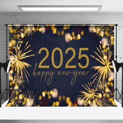 Aperturee - Aperturee Gold Sparks Bokeh Navy 2025 Happy New Year Backdrop