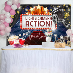 Aperturee - Aperturee Gold Star Glitter Spotlight Carpet Birthday Backdrop