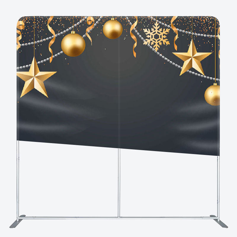 Aperturee - Aperturee Gold Star String Ornaments Black Backdrop For Party