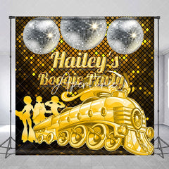 Aperturee - Aperturee Gold Train Disco Custom Name Boogie Party Backdrop