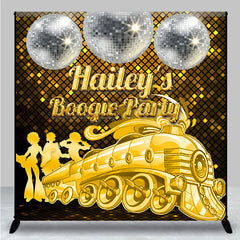 Aperturee - Aperturee Gold Train Disco Custom Name Boogie Party Backdrop