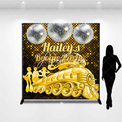 Aperturee - Aperturee Gold Train Disco Custom Name Boogie Party Backdrop