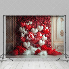 Aperturee - Aperturee Gold Vintage Wall Red Romantic Balloon Boho Backdrop